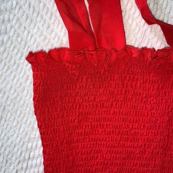 Kamissy Frill Smocked Crop Tank Red Size 8 - Picture 8 of 14